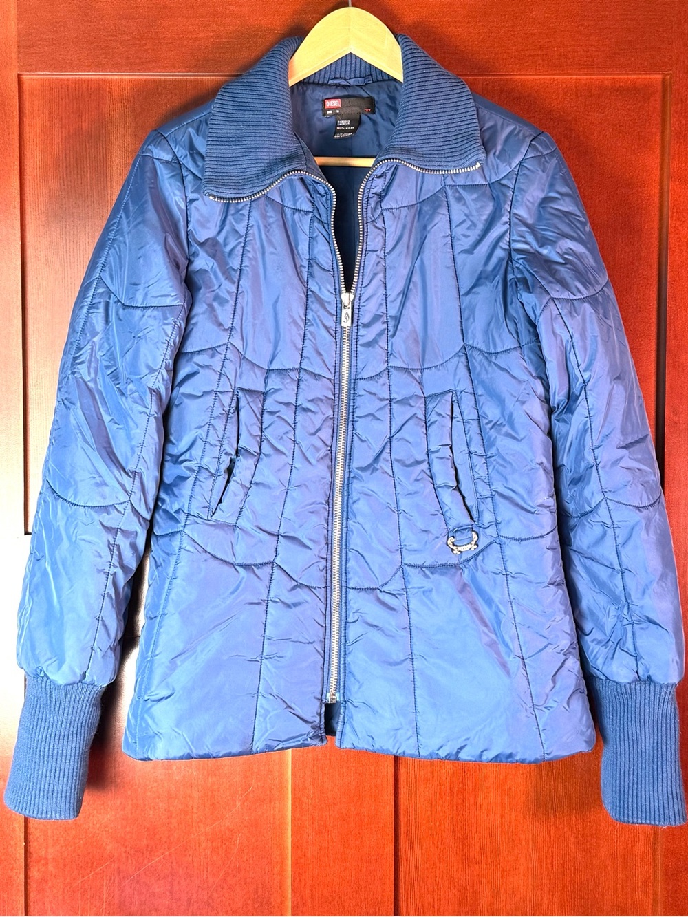 Diesel Blue Quilted Nylon Y2K Jacket Size M